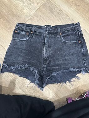 Abercrombie & Fitch Black Distressed High-Rise Denim Shorts